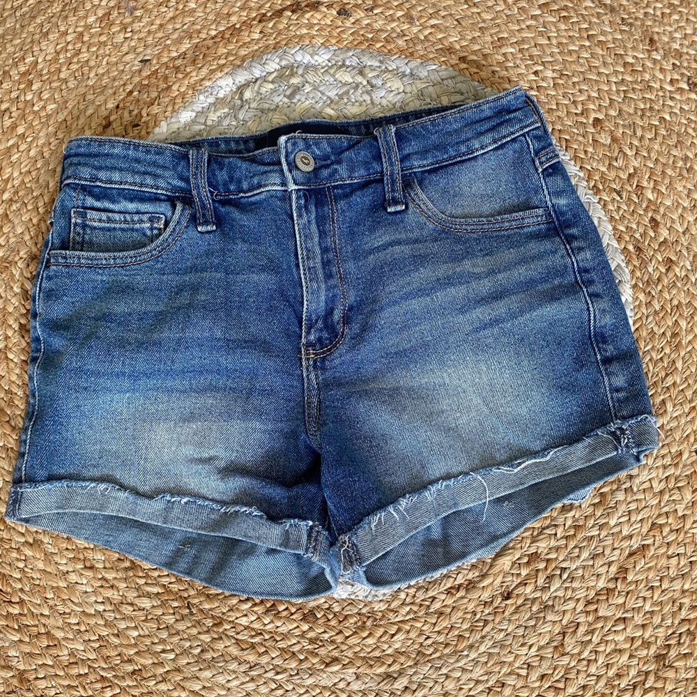Hollister High Rise Denim Midi Shorts Size 27